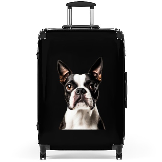 Cute Boston Terrier Dog Face, Adorable Pet Lover Suitcases