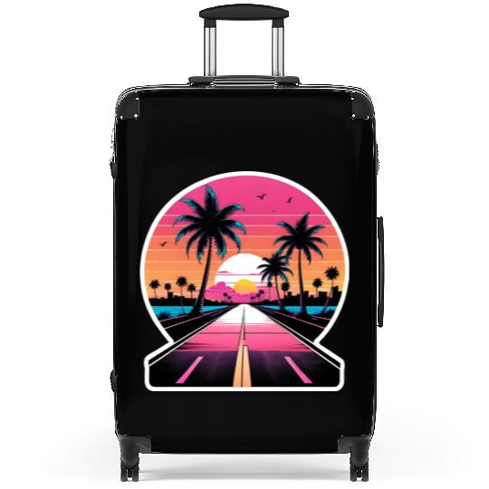 Miami Driving on a lonely Road Suitcases