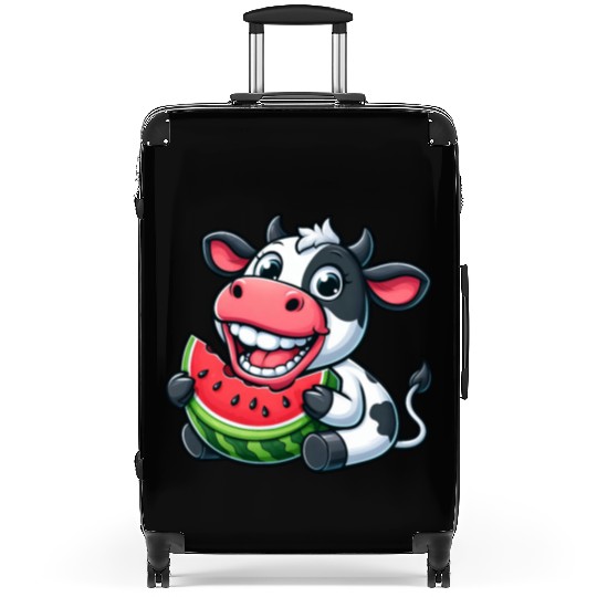 Funny cow bull steer watermelon summer fruit Suitcases