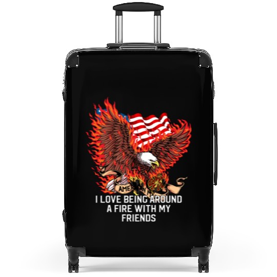 I Love Being Around a Fire Funny Firefighter Humor Suitcases