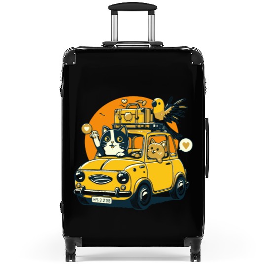 Road Trip by Car : Life's Better with Cat Friends Suitcases