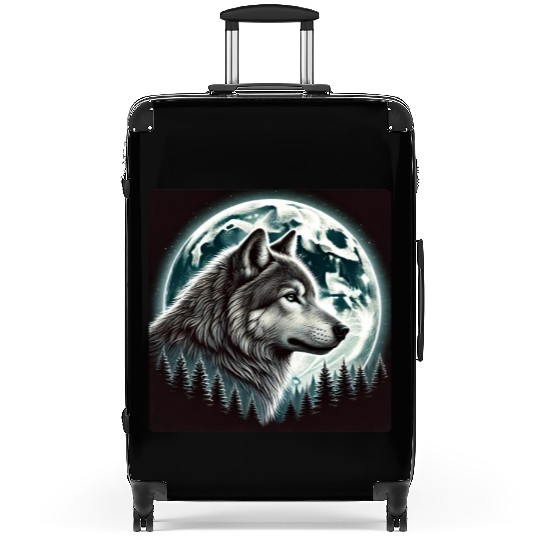 Nature Moon Alpha Cute Wolf Moon nature Suitcases