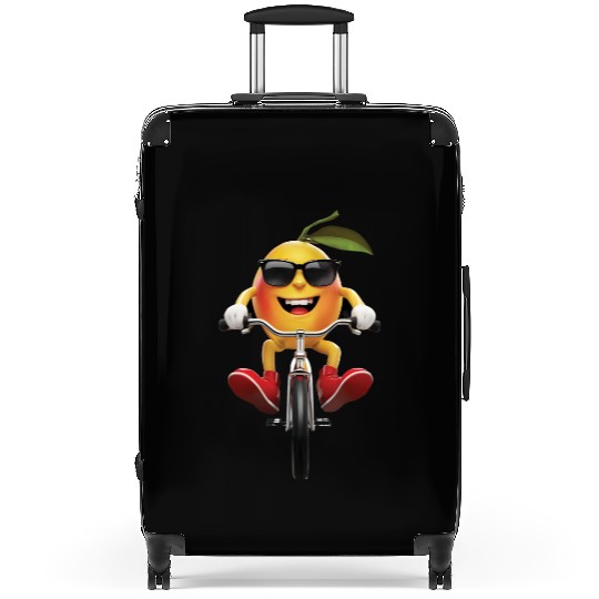 Mango Cycling On Bike Realistic Suitcases