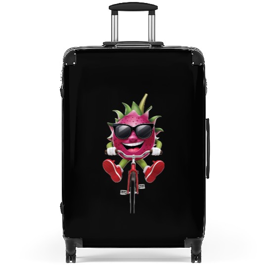 Dragon Fruit Cycling On Bike Realistic Suitcases