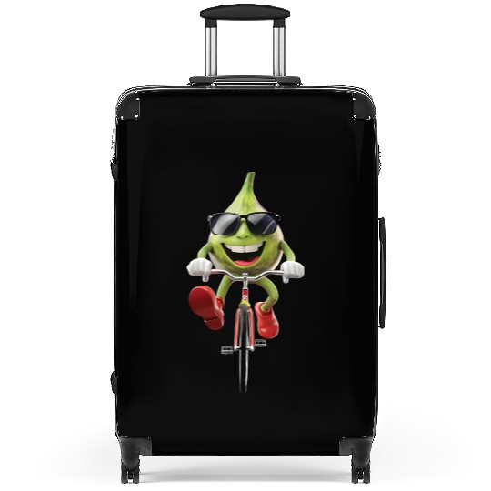 Fig Cycling On Bike Realistic Suitcases