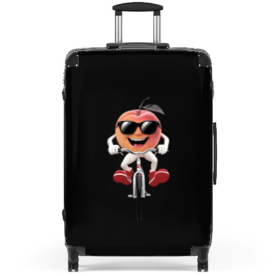 Apricot Cycling On Bike Realistic Suitcases