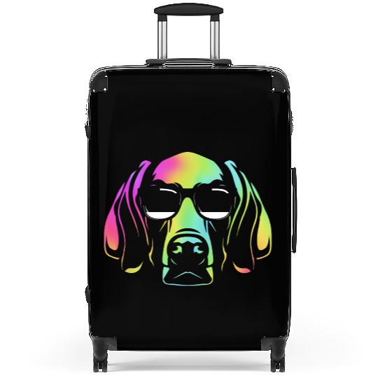 Colorful Weimaraner Dog Wearing Sunglasses Suitcases