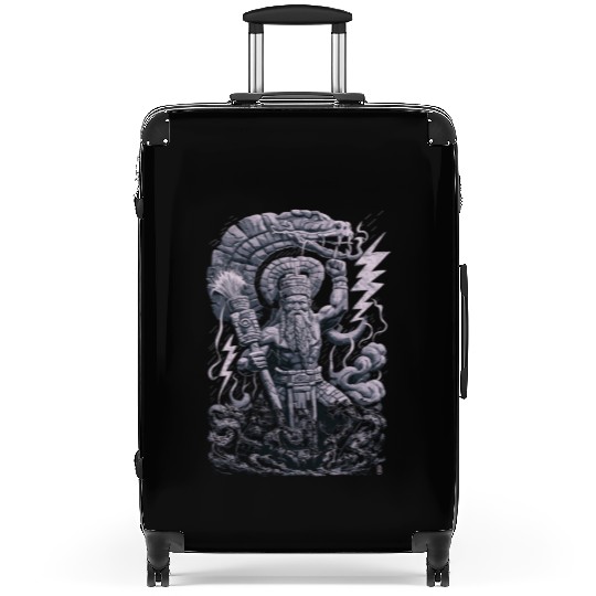 Maya God Mayan Mythology Chaac with Lightning and Suitcases