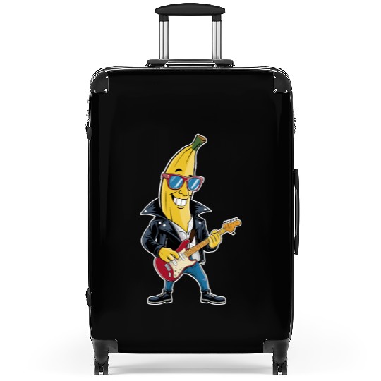 Cool Banana Rockstar Guitar Player in Sunglasses Suitcases