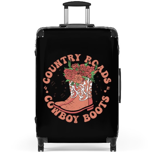 Country Roads, Cowboy Boots Southern Western Suitcases