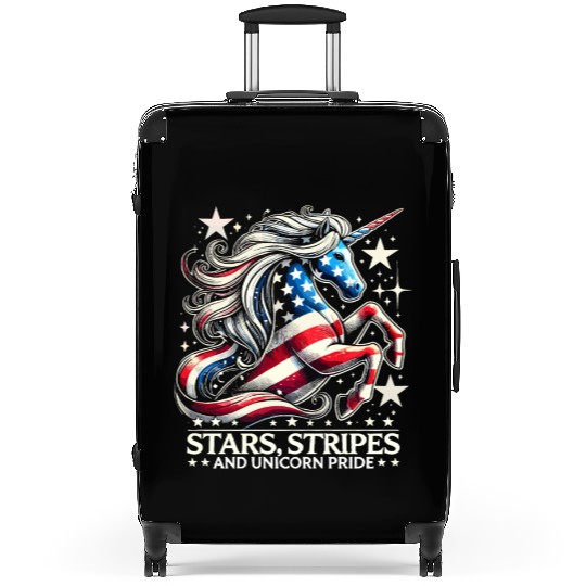 Star-Spangled Unicorn with American Pride and Suitcases
