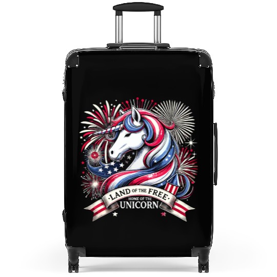 Star-Spangled Unicorn with American Pride and Suitcases