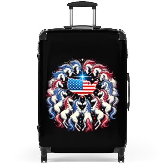 Star-Spangled Unicorn with American Pride and Suitcases