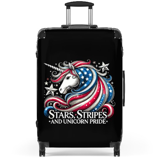 Star-Spangled Unicorn with American Pride and Suitcases