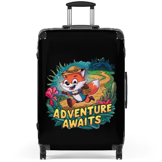 Adventure Awaits Fox Sticker – Playful Wilderness Suitcases