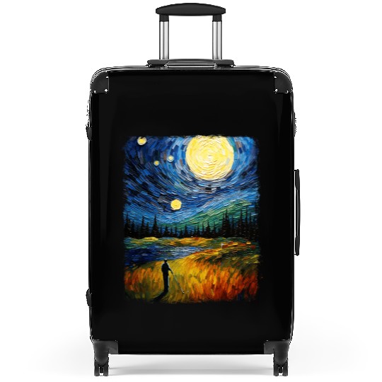 Golf Player Golfer Golfing Starry Night Painting Suitcases