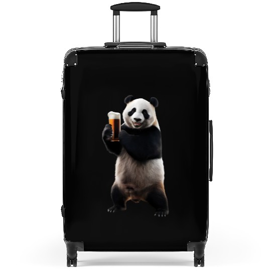 Panda Drinking Beer Realistic Suitcases