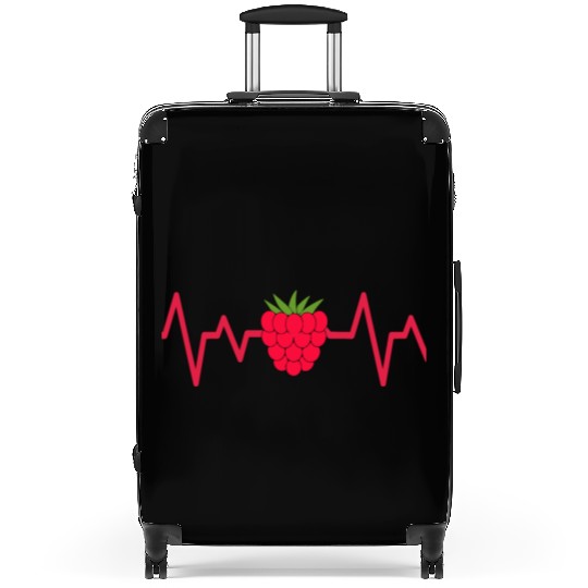 raspberry heart beat funny cute for fruit lover Suitcases