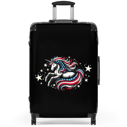 Star-Spangled Unicorn with American Pride and Suitcases
