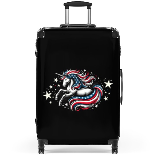 Star-Spangled Unicorn with American Pride and Suitcases