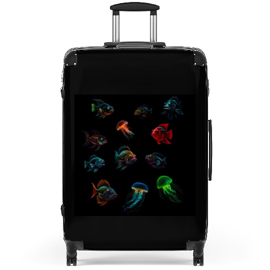Deep Sea Fishes Bass And Jellyfish Suitcases