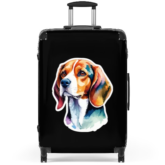 Beagle Watercolor Suitcases