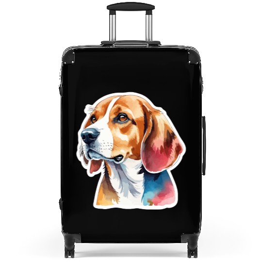 Beagle Watercolor Suitcases