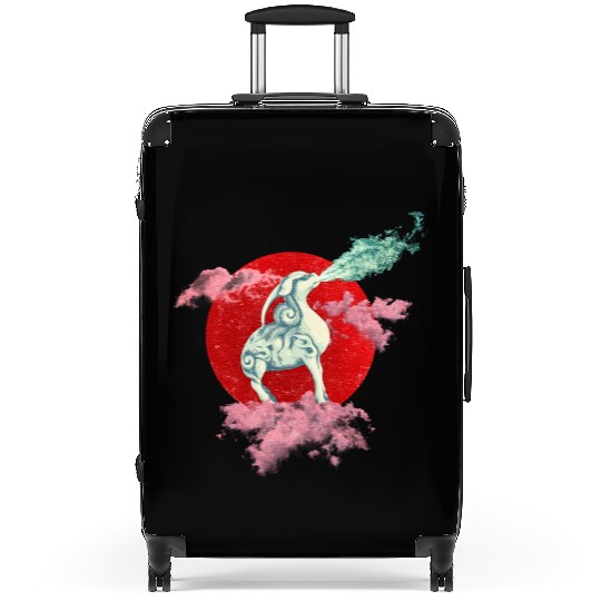 Mythical Chimera Kirin Standing on a Seal Larger Suitcases