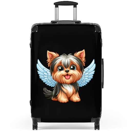 Cute Yorkshire Terrier with angel wings Suitcases