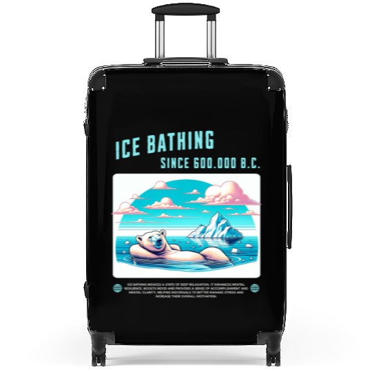 relaxed polar bear takes an arctic ice bath retro Suitcases