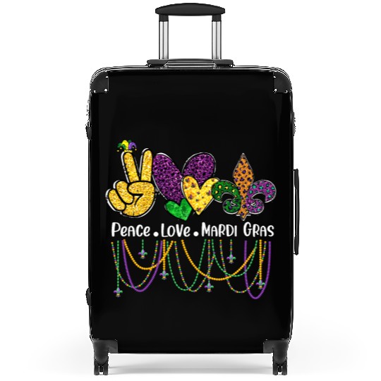 Peace Love Mardi Gras Beads Women Carnival Parade Suitcases