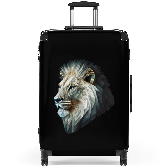 Polygon Animal Print White Suitcases