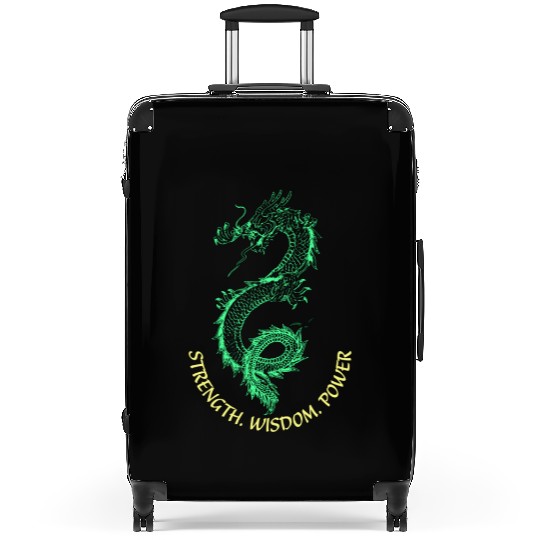 Chinese symbolic spirit green dragon head creature Suitcases