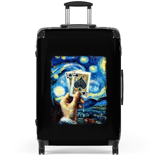 Blackjack Gambling Cards Starry Night Painting Suitcases