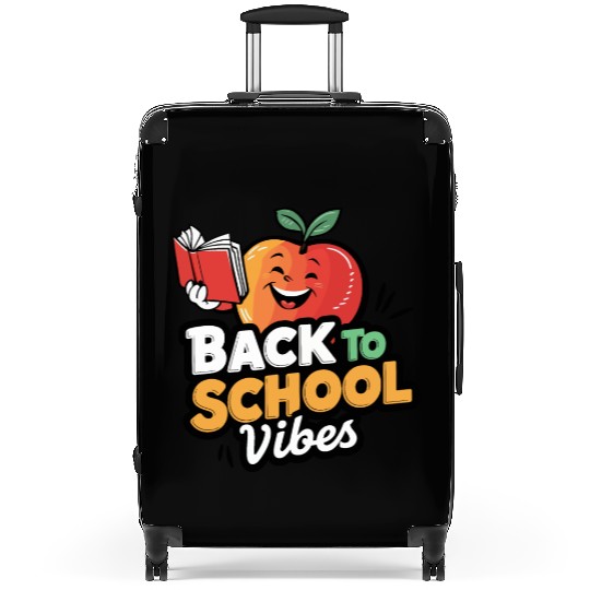 Happy Apple Holding a Book – Back to School Vibes Suitcases