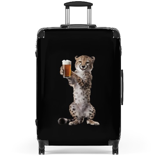 Cheetah Drinking Beer Realistic Suitcases