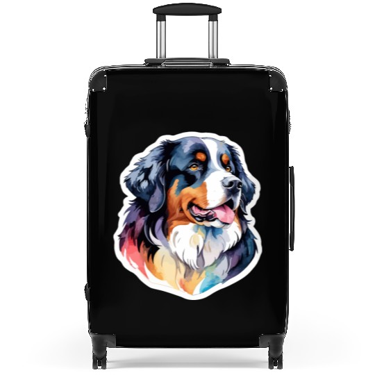 Bernese Mountain Dog Watercolor Suitcases