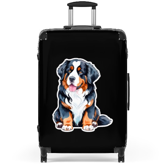 Bernese Mountain Dog Watercolor Suitcases
