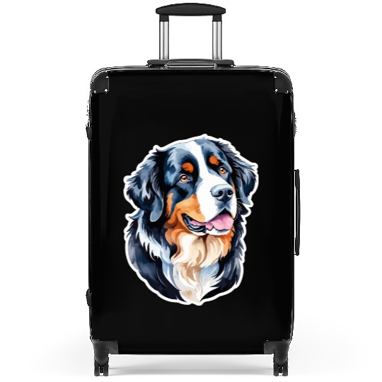 Bernese Mountain Dog Watercolor Suitcases