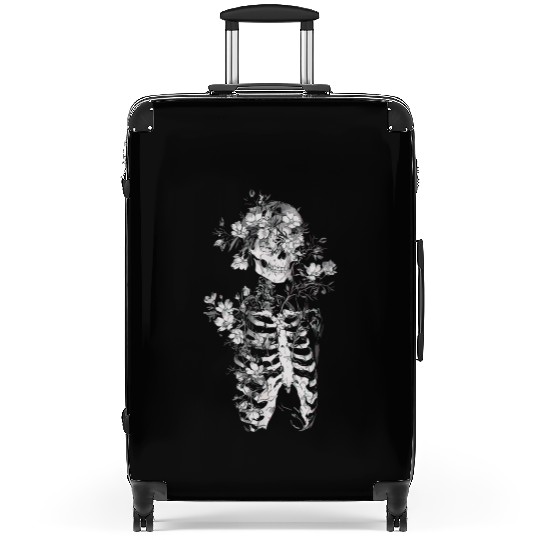 Floral Skeleton Flowers Aesthetic Suitcases