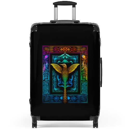 Hummingbird Colorful Mandala Animal Suitcases