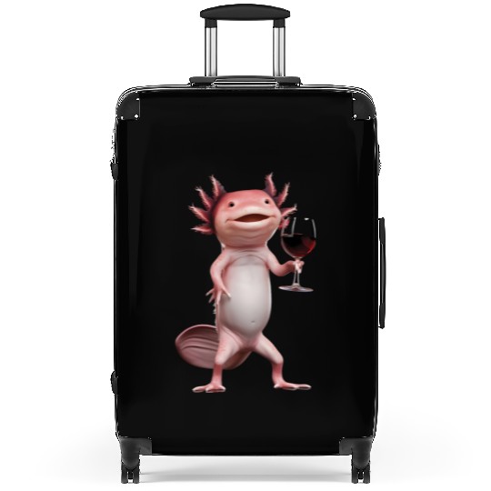 Axolotl Drinking Wine Realistic Suitcases
