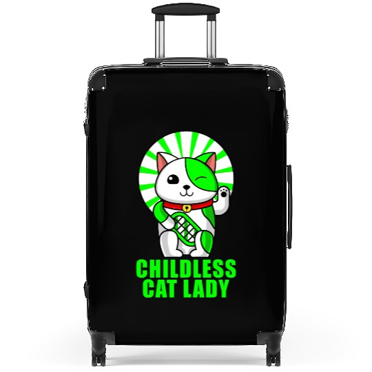 childless cat lady Suitcases