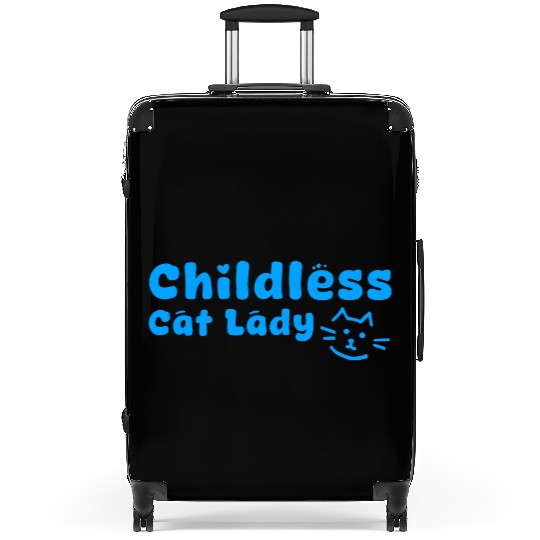 childless cat lady Suitcases