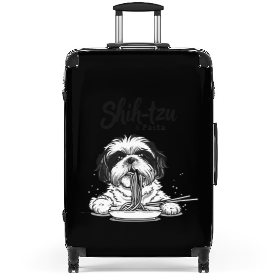 Shih tzu & Pasta Shih-tzu Black and White Suitcases