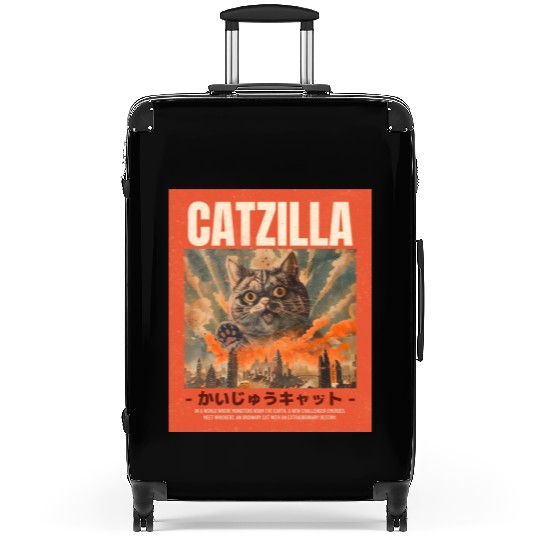 Catzilla Vintage Japanese Funny Angry Cat Suitcases