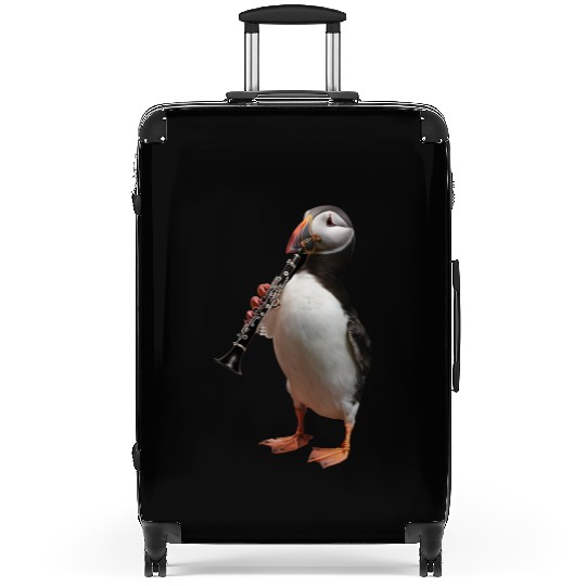 Atlantic Puffin Playing Clarinet Realistic Suitcases