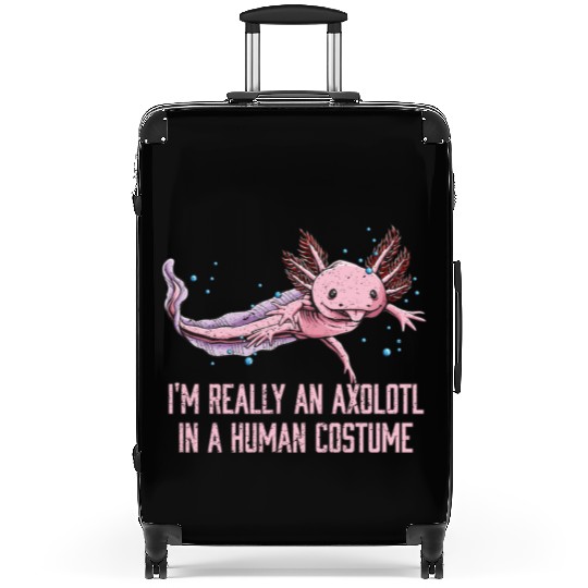 Axolotl in Human Costume Funny Salamander Humor Ax Suitcases