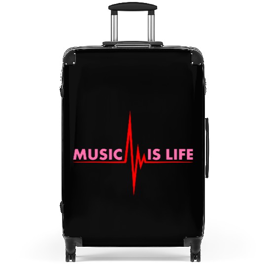 Music is my Life Love Saying Party Pulse Heartbeat Suitcases