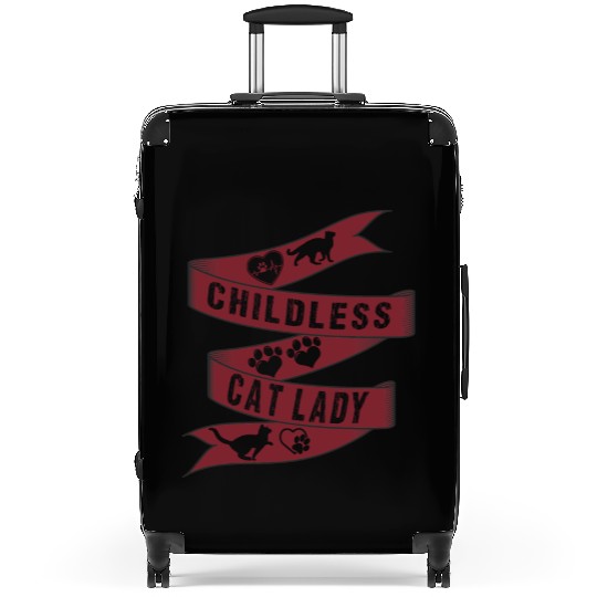 Vintage And Retro Funny Childless Cat Lady Suitcases